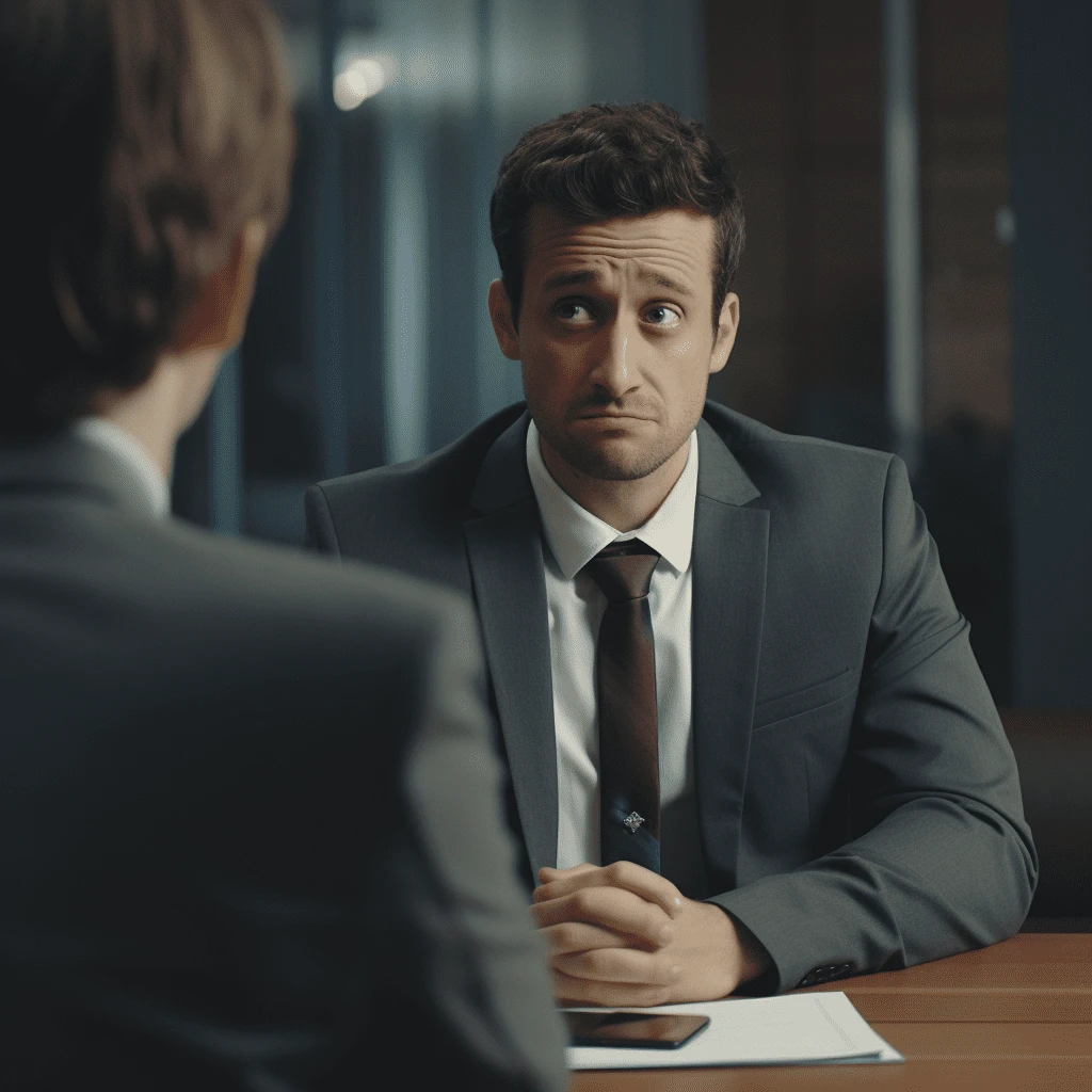 Business man receiving bad news - sorry, we found a better fit