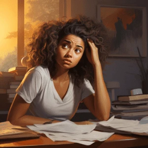 Overwhelmed woman - notable accomplishments on resume