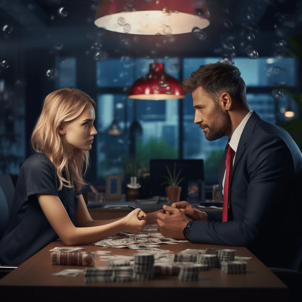 Salary Negotiation - Woman and Man negotiating money