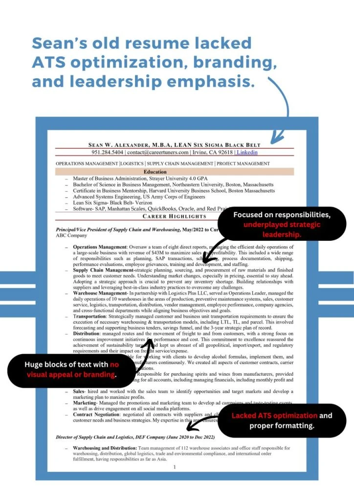 old supply chain resume Ats optimization