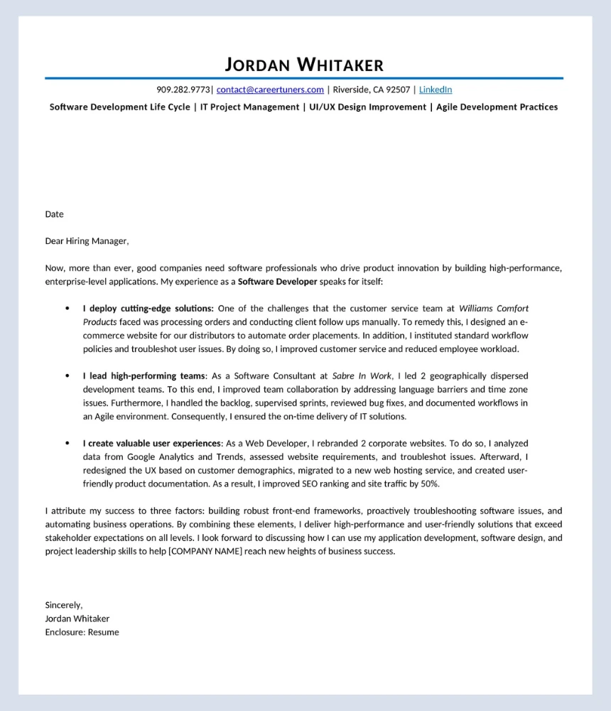After cover letter